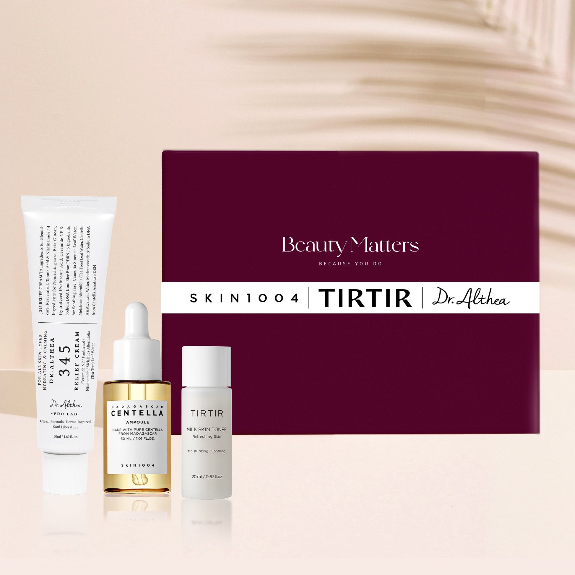 Glass Skin Glow & Calm Set | Centella Ampoule 30ml, Relief Cream 50ml & Milk Toner 20ml | Hydrating & Soothing Korean Skincare Kit Beauty Matters