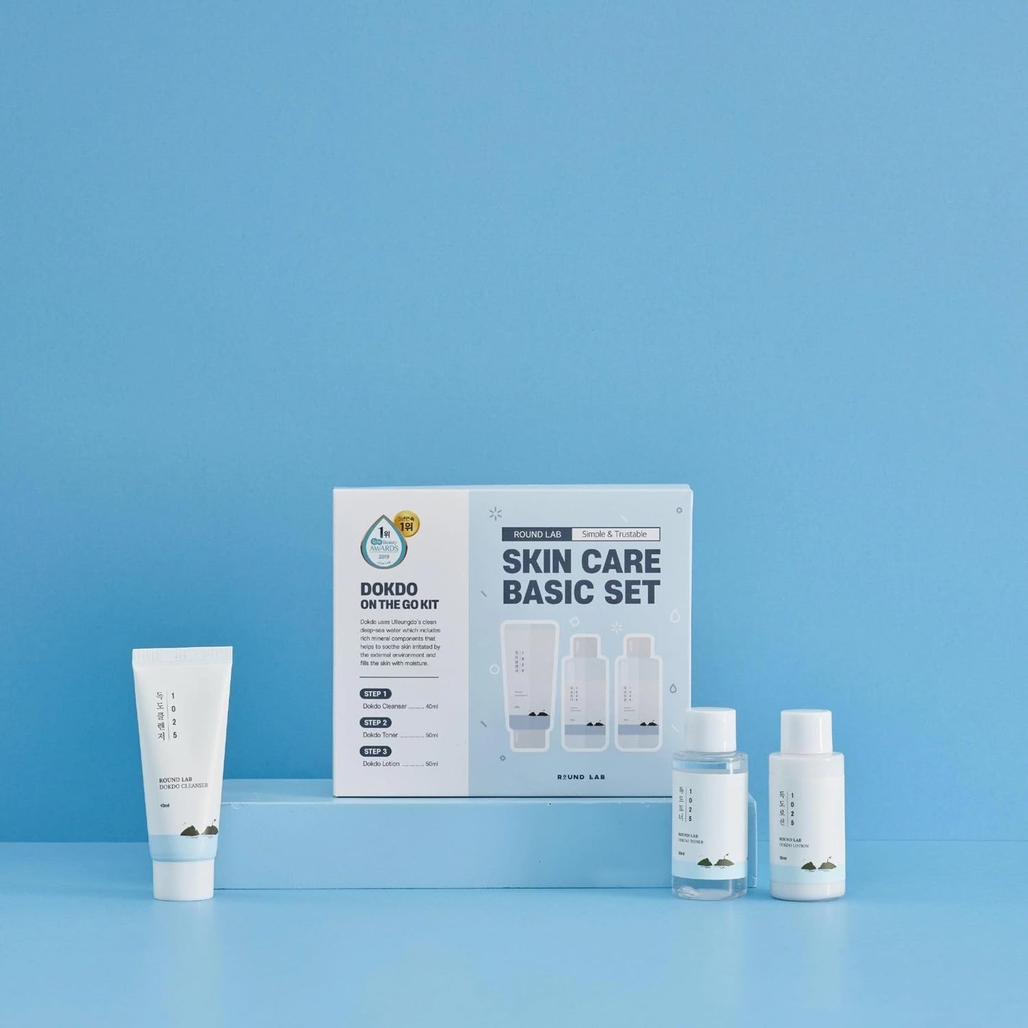 Round Lab 1025 DOKDO ON THE GO KIT  (Cleanser_40ml + Toner_50ml + Lotion_50ml) Round Lab